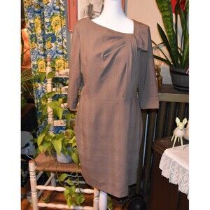 Designer Sandra Angelozzi Dress 60s Style Taupe Business Size 42 (Medium)